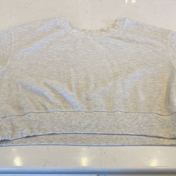 Varley Waffle Knit light grey pull over crew Sweat Shirt Size XL - Picture 8 of 10